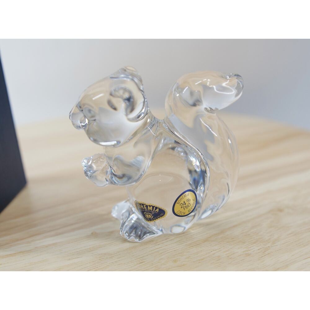 Art‎ Glass CRYSTAL Squirrel Bohemia Czech Republic Clear Glass 24% Lead Crystal